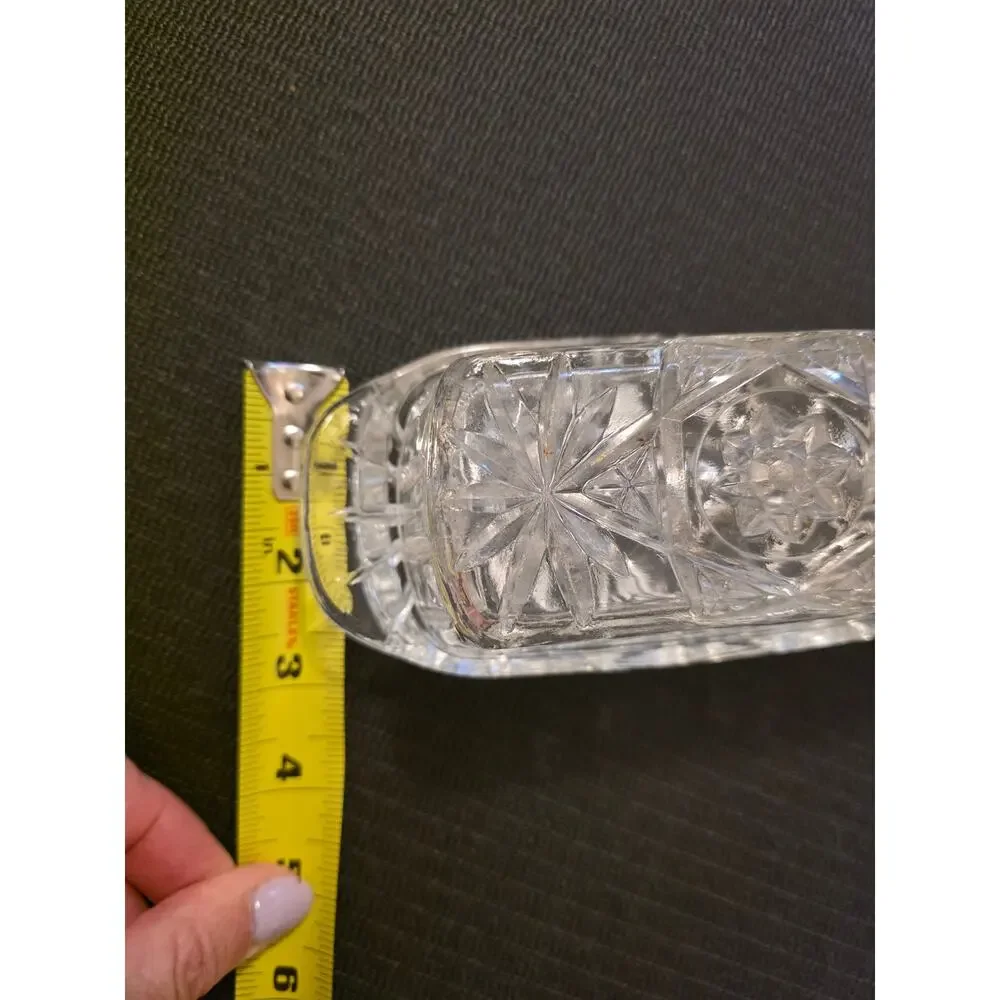 Vintage Anchor Hocking Star of David Cut Crystal Butter Dish Kitchen Decor